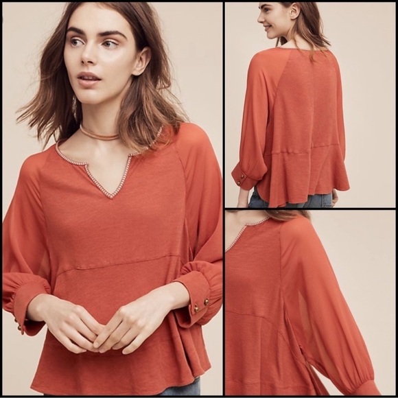Anthropologie Tops - Anthropologie Akemi + Kin Fenn Dolman Sleeve Top Sz XS Rust Pheasant Boho